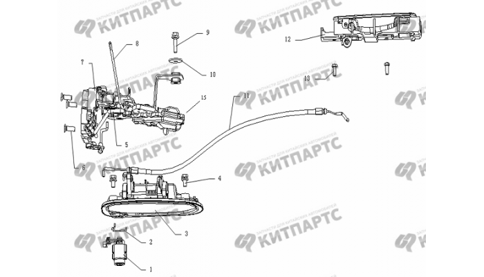 Замок и ручка двери передней правой Geely Otaka (CK)